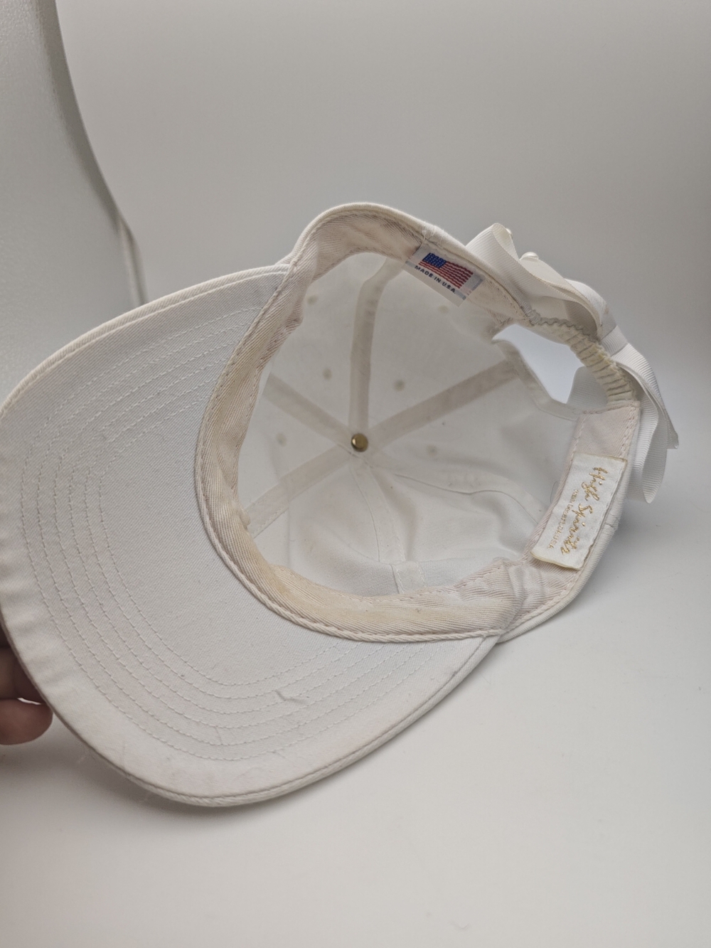 White Pearl-Embellished Bow Baseball Cap - Women - Picture 9 of 9
